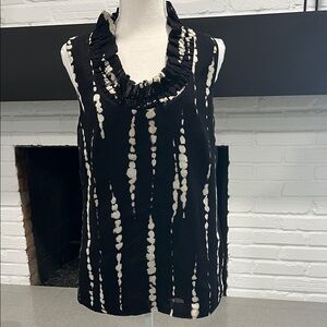 Ann Taylor Black and Cream Sleeveless Blouse